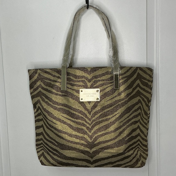 Michael Kors Zebra Pattern Tote - Brown and Tan - Picture 1 of 1